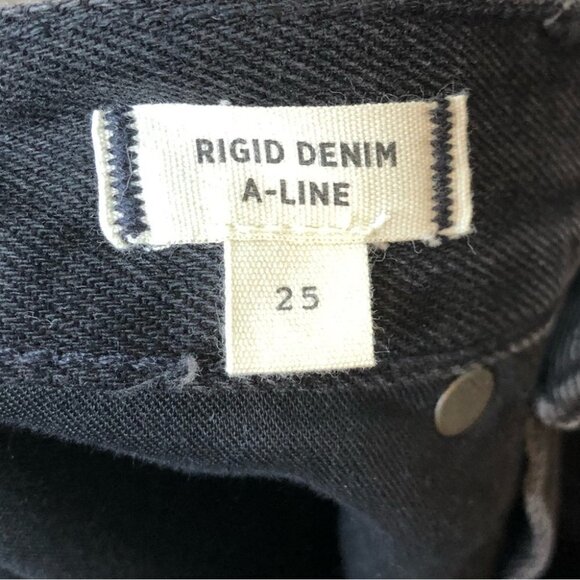 Madewell Rigid Denim A-Line Mini Skirt Lunar Wash Button-Front Edition Size 25 - Picture 7 of 10